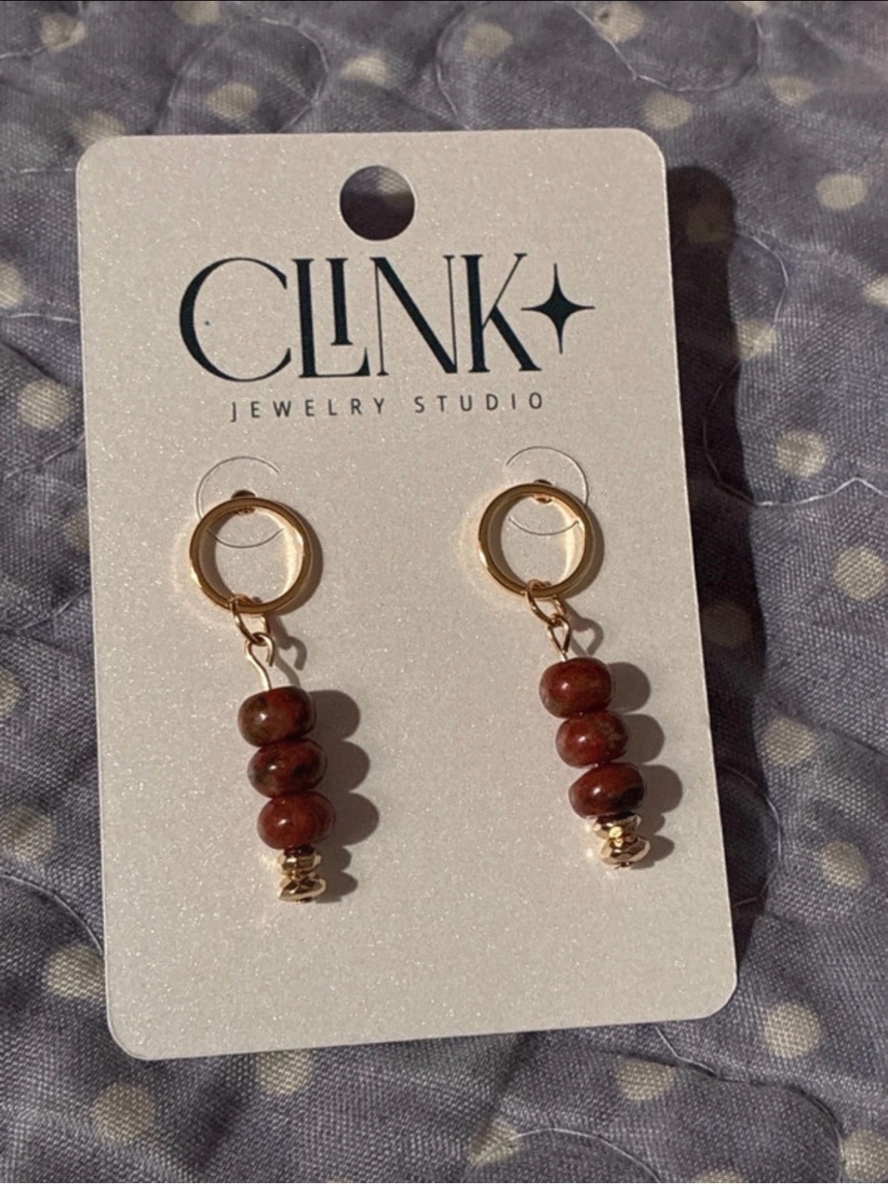 Handmade Clink Jewelry Studio 14k Gold Plated Red Jasper Earrings